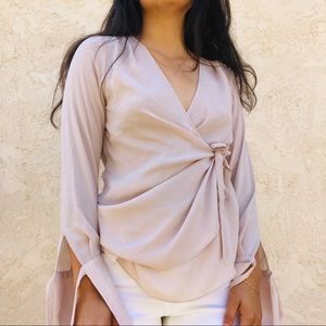 Silky Baby pink Wrap Top